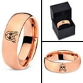 thumbnail image 4 of Tungsten Mothers Day Rose Gold Blue Ring Gamer Lesbian Rare Simple Wedding Band Girl Gifts, 4 of 7
