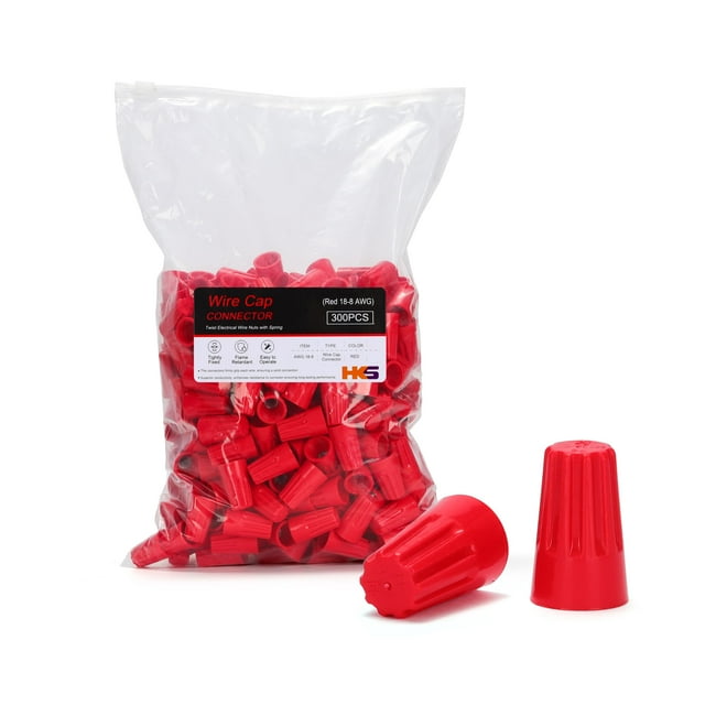 Conectores de cable HKS 300 PCS rojos AWG 18-8 con inserto de resorte