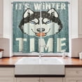 thumbnail image 2 of Ambesonne Alaskan Malamute Kitchen Curtains, Retro Poster, 55"x39", Slate Blue Black White, 2 of 3