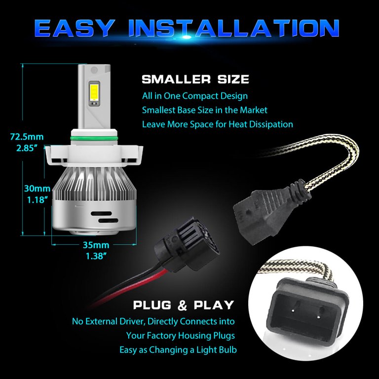 VEHICODE 2504 PSX24W LED Fog Light Bulb, 6000K White, 1800 Lumens, 12 SMD-3030 Chips, 2 Pack