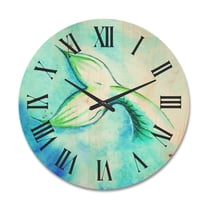 Designart 'Mermaid Green Fish Tail' Nautical & Coastal Wood Wall Clock