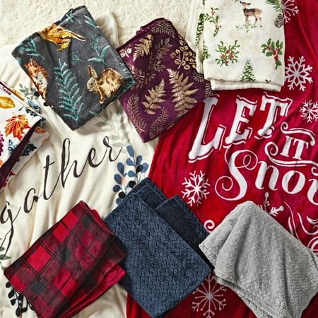 Better Homes & Gardens Oversized Velvet Plush Throw Blanket, 50" x 70", "Heritage" Sentiment