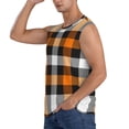 thumbnail image 3 of Kdxio Orange Plaid for Men's Muscle T-shirt,Sleeveless for Workout Running Athletic Gym Lounge Casual, 3 of 7