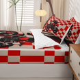 thumbnail image 5 of Manfei Speed Motorbike Zipper Full Size Comforter Sets with Fitted Sheet and 2 Pillowcases,Red Checkered Pattern Zipper Bedding Set,Reversible,4pcs, 5 of 8