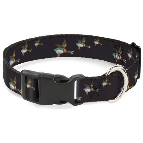 Buckle-Down Pet Collar, Dog Collar Plastic Buckle, Flying Mallards Burgundy, 7 to 8.5 Inches 0.5 Inch Wide