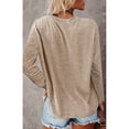 thumbnail image 5 of Endives Women's Long Sleeve Shirt Spring Basic Tee Round Neck Split Casual Loose Top T Shirt Outerwear T-Shirt with Pocket Spring Khaki, 5 of 7
