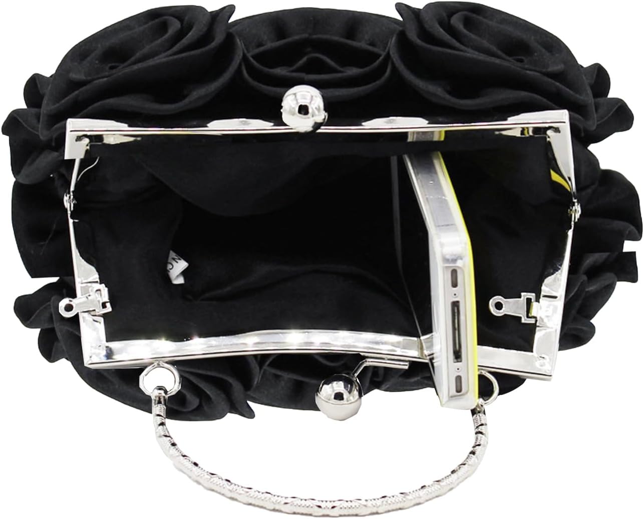 Women Evening Clutch Bag Floral Satin Small Purses with Detachable Strap for Wedding, Party, Prom