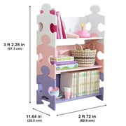 KidKraft Wooden Puzzle Bookcase with Three Shelves, Pastel