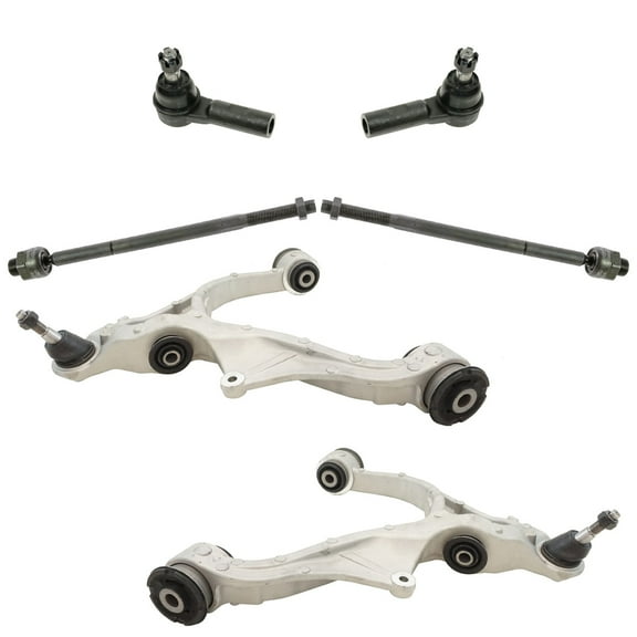 TRQ Front Lower Control Arm w/ Ball Joint Inner & Outer Tie Rod 6 pc Kit for Ram PSA63497