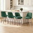 thumbnail image 3 of WOOW DEPOT 26" Swivel Bar Stools Large Seat Set of 2, Upholstered Linen Fabric w/ Mid-Back Wood Legs, Modern Armless Island Counter Barstools Kitchen Pub Chair, Green, 3 of 12