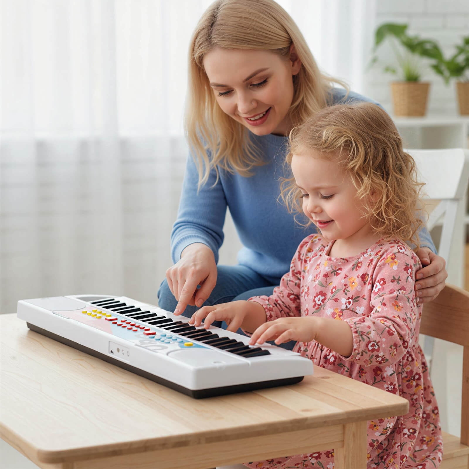 Costway 49 Keys Portable Electric Keyboard Piano with 8 Rhythms, 8 Tones & 10 Demos, White