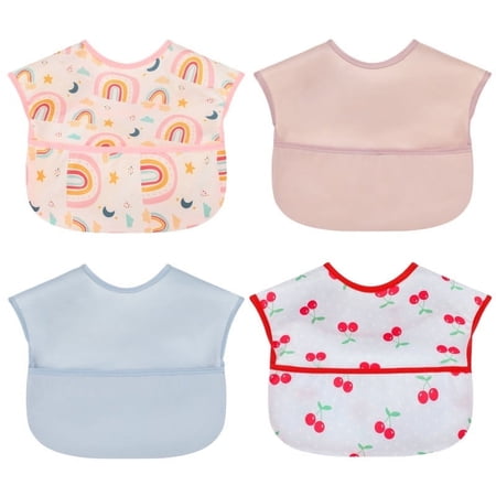 Baby bibs Waterproof Toddler bib - Feeding bib with Pocket for Infant Boy Girl Washable 6-36M