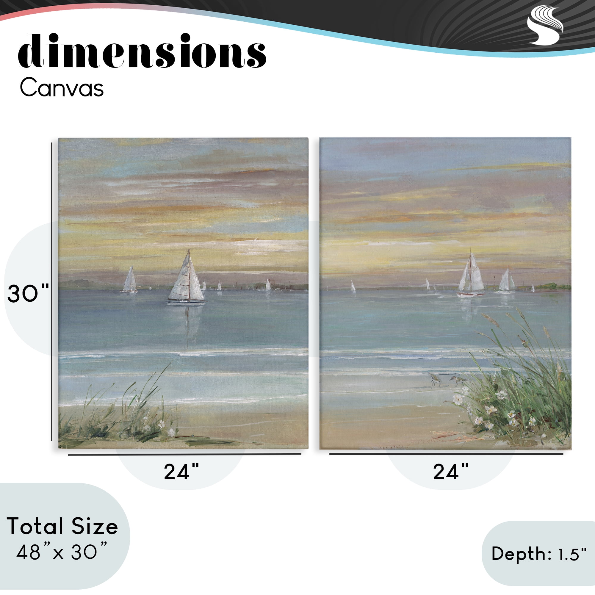 Stupell Industries Summer Shore Panorama 2 Piece Canvas Wall Art Set, design by Sally Swatland