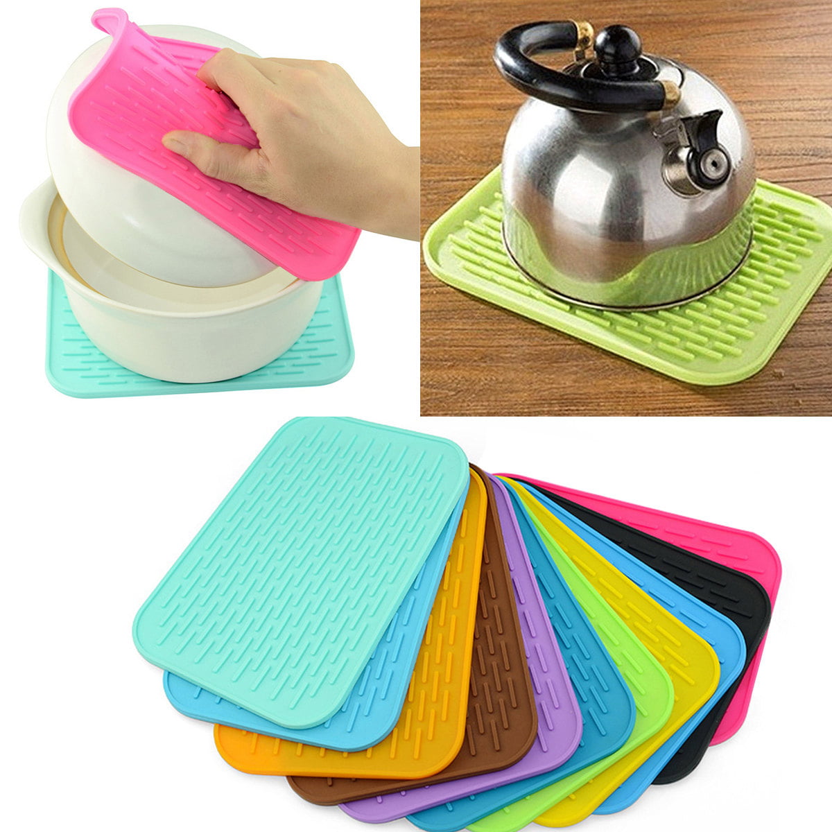 Pink TOPBATHY Silicone Placemats Waterproof Thick Heat Resistant Coaster Nonslip Placemat Nonskid Table Mat Pads Protector 