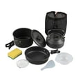 thumbnail image 4 of Juego de utensilios de cocina para acampar, juego de cocina para 2-3 personas, olla y sartén portátil con asa plegable, ideal para pesca y senderismo. Mango negro, 4 of 8