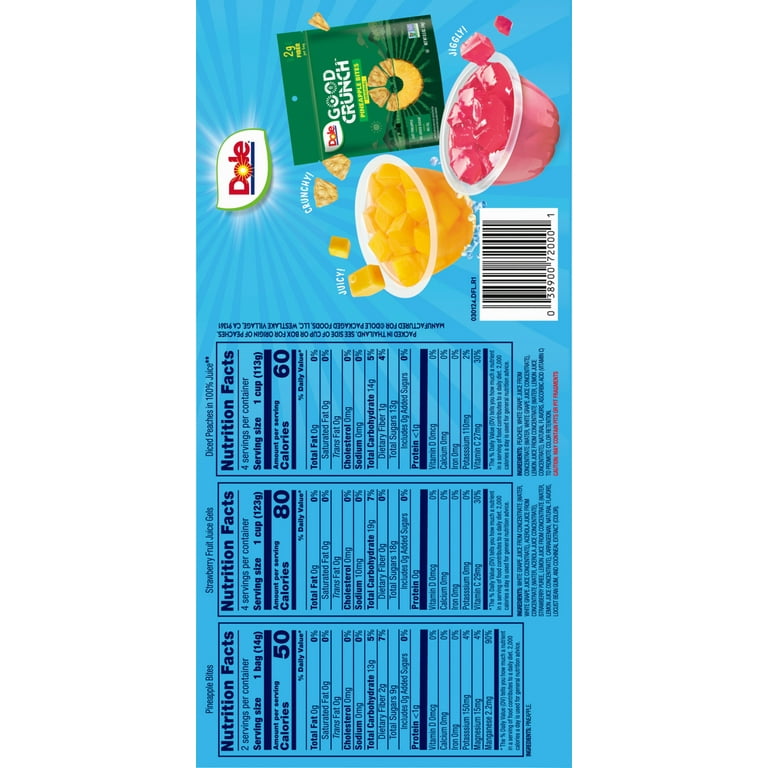 Dole Snack Variety Pack: Good Crunch Pineapple, Strawberry Wiggles