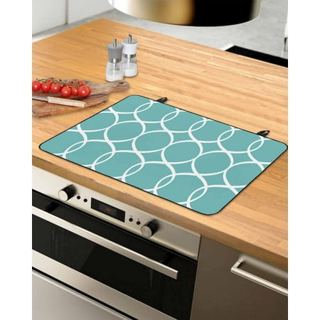 

Teal Geometric Stove Top Covers for Electric Stove Heat Insulation Fireproof Glass Cooktop Cover Counter Top Glass Stove Cover for Prevent Scratches 24 x21 Abstract White Modern Contemporary