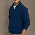 thumbnail image 4 of Aimik Hanes Men's Quarter Zip Sweatshirt Sherpa Lined Fleece Zipper Pullover Heavyweight Winter Warm Cotton Sweater-Dark Blue S, 4 of 6