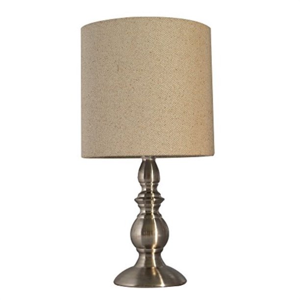 Tootoo Star 15 Inch Small Table Lamp For Bedroom Bedside Living Room Office Nightstandmetal Basemodern Grey Shadesilvery Base Walmart Com Walmart Com