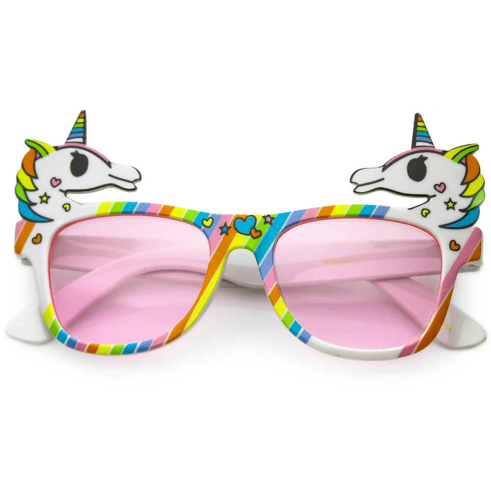 sunglass.la Novelty Rainbow Unicorn Sunglasses Horn Rimmed Square