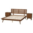 thumbnail image 3 of Baxton Studio Nura Mid-Century Modern Walnut Brown Finished Wood and Rattan Queen Size 3-Piece Bedroom Set, 3 of 13