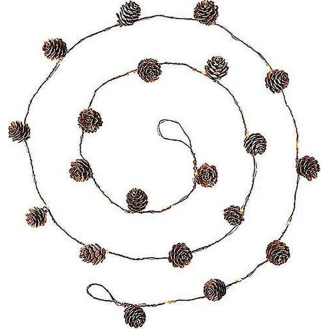 Werchristmas Guirnalda de luces navideñas con forma de piña, decoración blanca cálida, batería de 2m