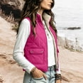 thumbnail image 4 of Women Fleece Lined Quilted Vest Sleeveless Zip up Outerwear Lapel Collar Warm Waistcoat Casual Fall Winter Gilet with Pockets XL, 4 of 7