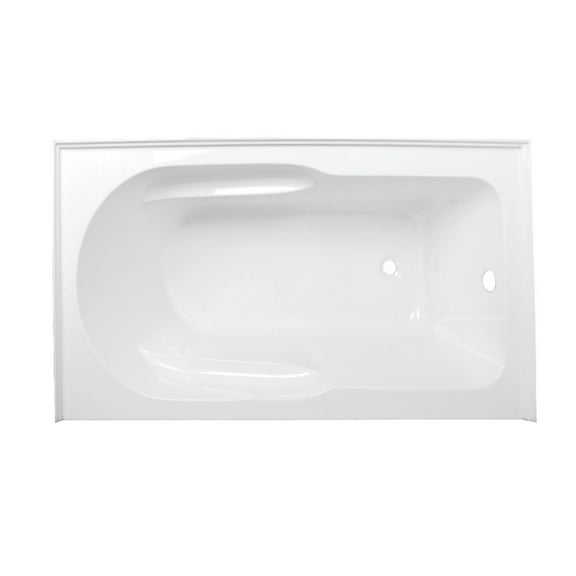 60 Inch Acrylic Alcove Tub - White Bathtub with Anti-Skid & Right Drain - HomeStock Luxury Bath
