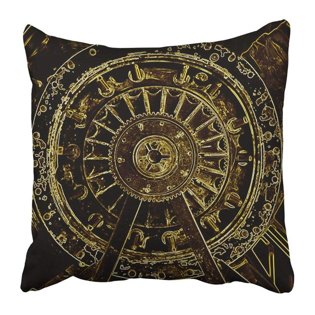 Funda de almohada Negra ABPHQTO Rueda Dentada Steam Punk 40x40 cm