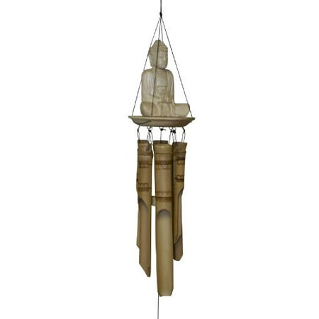 Cohasset 634 Indonesian Sitting Buddha Bamboo Wind Chime, Antique Finish