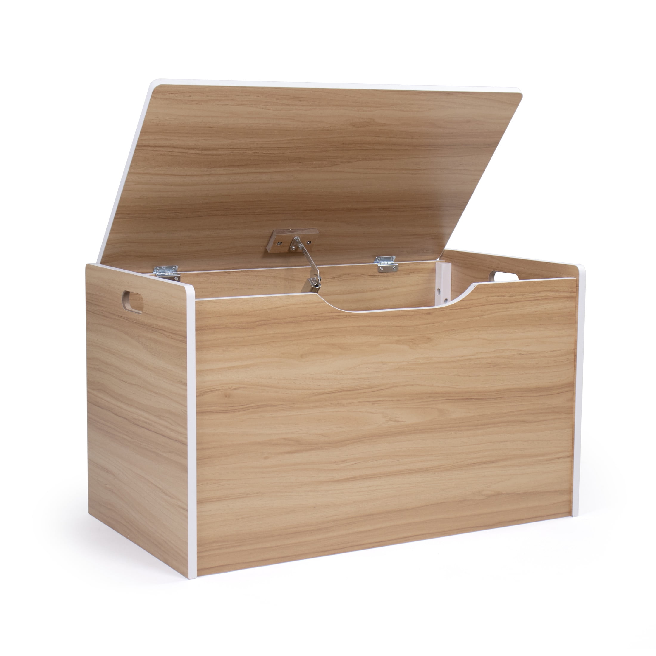 Humble Crew Kids Toy Box,  Hinged Toy Storage Chest with Lid, Natural/White