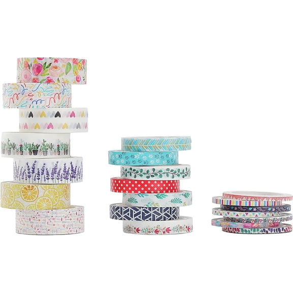 Mr. Pen- Washi Tape Set, 21 Pcs, Floral Washi Tape, Washi Tape, Bullet Journal Supplies, Decorative Tape, Cute Washi Tape, Washi Tape for Bullet Journal, Cute Tape, Washi Tape Aesthetic.
