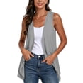thumbnail image 2 of Womens Draped Cardigans Lightweight Sleeveless Open Front Duster Summer Casual Vest Jacket with Pockets (L, Gray), 2 of 7