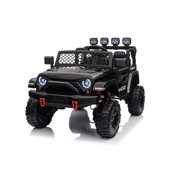 24V7Ah 2 Seater Ride on Jeep, Motor: 4WD × 550, 4-EVA Wheel Ride on Toys for Big Kids with Remote Control, LED Lights & Music, Suspension Spring - Ages 3