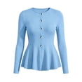 thumbnail image 6 of Aswuknt Women's Fall Winter Ribbed Knit Cardigan Long Sleeve Button Front Peplum Dressy Casual Work Sweater Top, 6 of 7