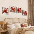 thumbnail image 5 of Flower Canvas Wall Art Red Orange Wall Decor Rustic Farmhouse Floral Posters for Kitchen Dinner Room Home Decorations Spring Blooming Poppies Pictures Wildflower Painting Framed Artwork 16x16 4 Pcs, 5 of 6