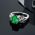 thumbnail image 3 of Gem Stone King 925 Sterling Silver Green Simulated Emerald Ring for Women (1.50 Cttw, Oval 9X7MM, Available in Size 5, 6, 7, 8, 9), 3 of 5