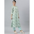 thumbnail image 4 of Janasya Indian Round Neck 3/4 Sleeve Floral Print White Cotton Straight Kurta with Pant And Dupatta For Women, 4 of 8