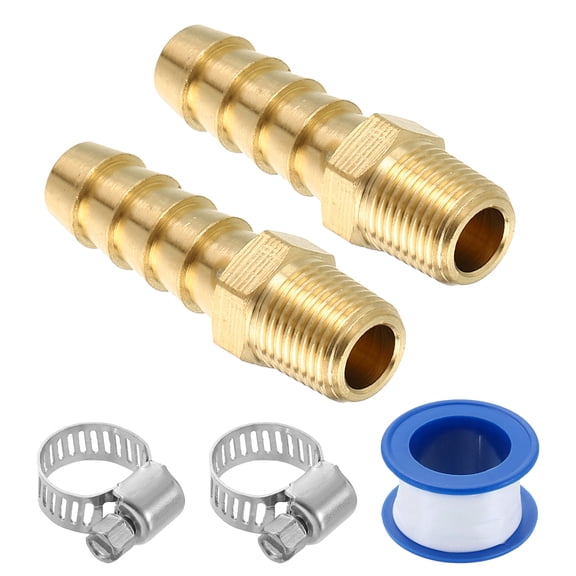 2Pcs Brass Hose Barb Fittings, 5/16" Barb x 1/8" NPT Male Hose Connector