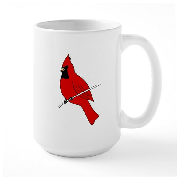CafePress - Red Cardinal Mugs - 15 oz Ceramic Large White Novelty Mug