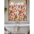 thumbnail image 4 of Bohemia Floral 2 Panel Kitchen Curtains for Windows, Vintage Orange Pink Flowers Boho Style Beige Bathroom Privacy Curtain, Home Décor Window Treatment for Bedroom/Living Room 55"x45", 4 of 6