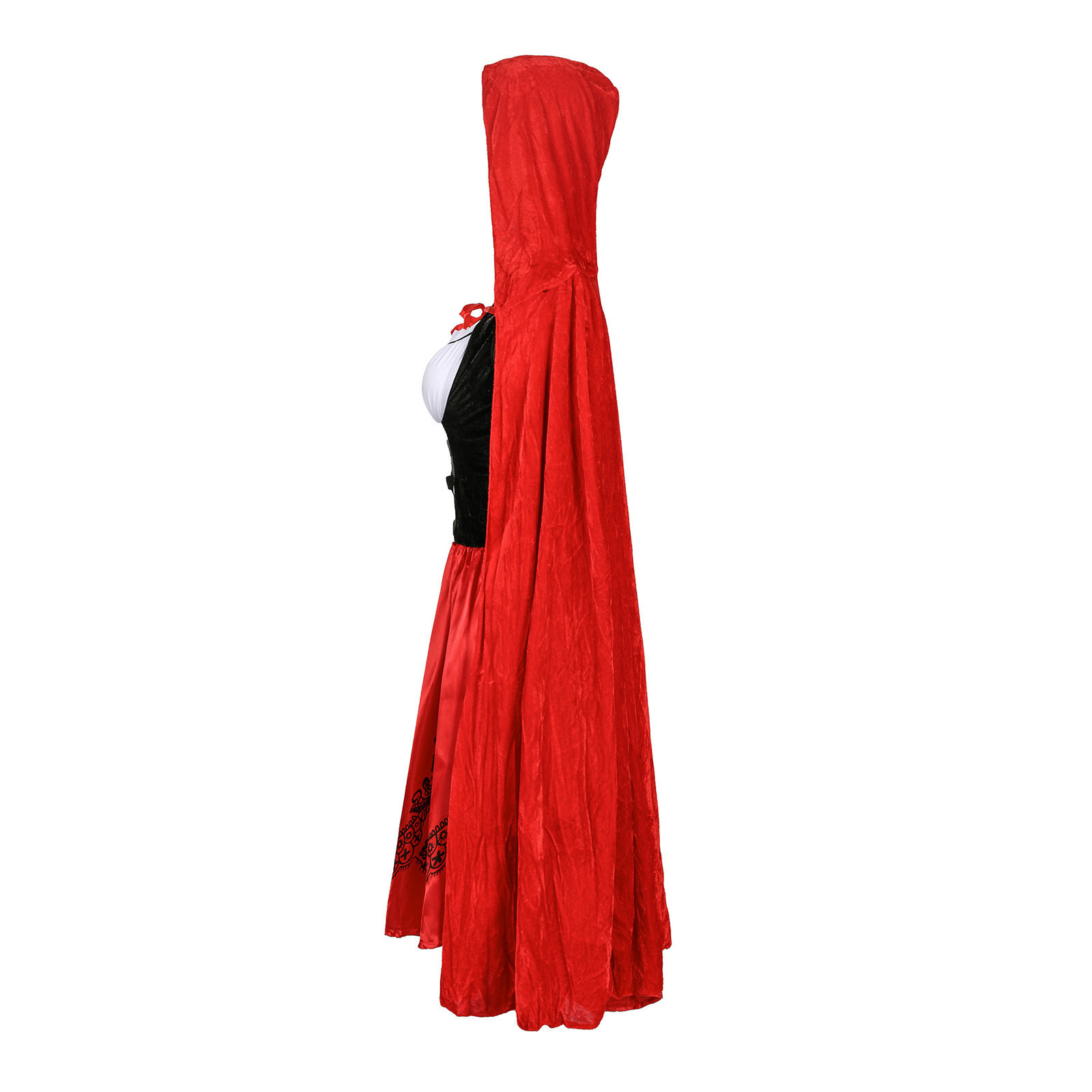 Cape Courte à Capuche Rouge Avec Dentelle 3D - Déguisement Petit Chaperon Rouge, Sorcière, Vampire - Pour Halloween, Noël, Cosplay