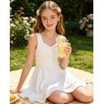 thumbnail image 6 of Aideaone Girls Sleeveless Square Neck Dress Ruched Waist A Line Church Party Style for Tweens Teens 7-16, 6 of 8