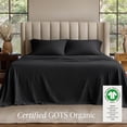 thumbnail image 3 of Bare Home Organic Jersey Sheet Set - 100% Organic Cotton - Deep Pocket - 4 Piece - Full, Black, 3 of 10