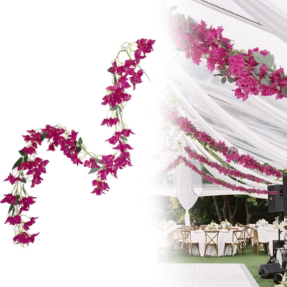 Artificial Bougainvillea Garland 5.5ft Silk Fake Bougainvillea Vine Floral Decor for Wedding Table Runner