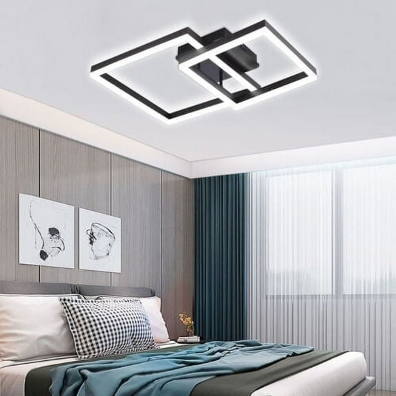 Modern LED Ceiling Light Dimmable Chandelier Flush Mount Lamp Living Room Remote