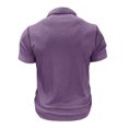 thumbnail image 5 of DPTALR Men's Slim Fit Solid Button Shirt Turndown Collar Short Sleeve with Pocket Business Casual,Purple,Big and Tall Man XXL, 5 of 7