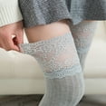 thumbnail image 3 of Duoif Socks for Women, Women Lace Trim Thigh High Over The Knee Socks Long Cotton Warm Stockings Womens Socks Grey, 3 of 3