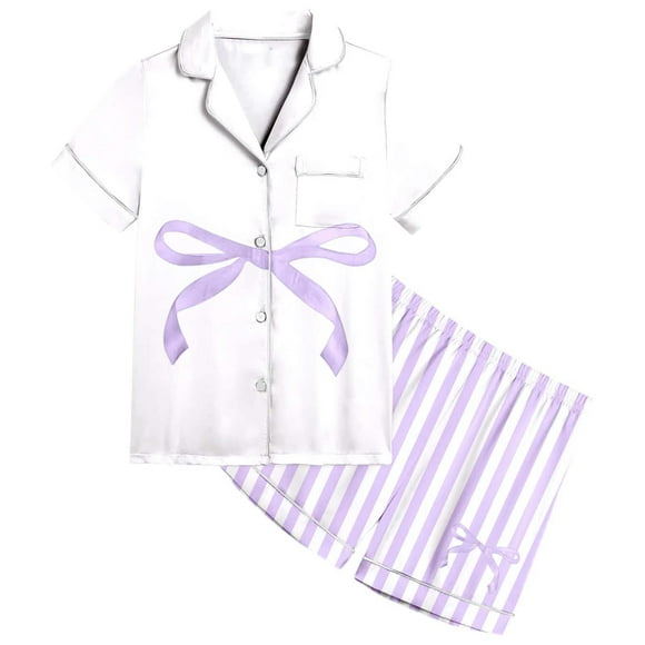 Striped Girls Pajama Set Soft Short Sleeve Shorts Comfortable Nightwear For Toddler Kids And Teenagers Ideal Summer Sleepwear Outfit