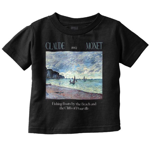 Claude Monet Fishing Boats and Cliffs Toddler Boy Girl T Shirt Infant Toddler Brisco Brands 6M